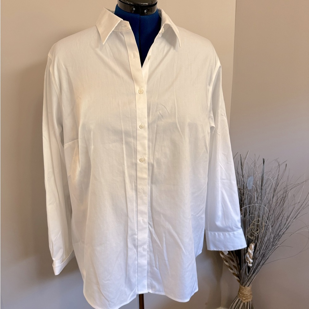 Classic white button-down shirt